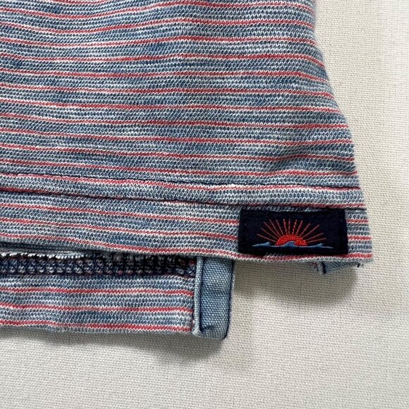 Faherty Short Sleeve Indigo Polo Shirt in Red Sun Striped Size X-Large - Picture 7 of 9